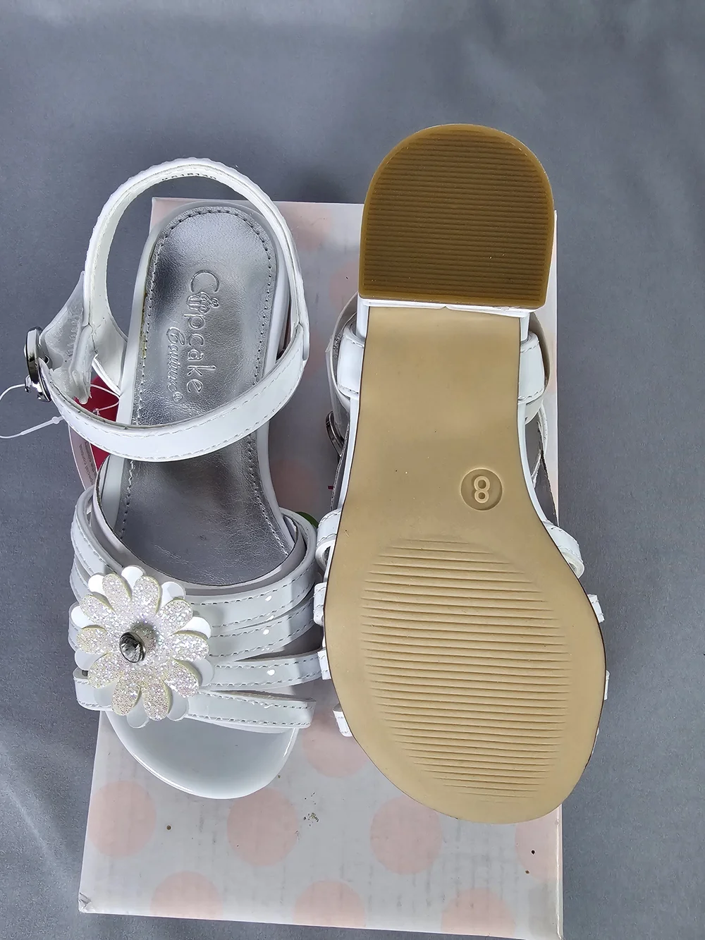 Cupcake Couture Lil Blossom White Flower Sandals Toddler Girls Size 8 New w/ Box